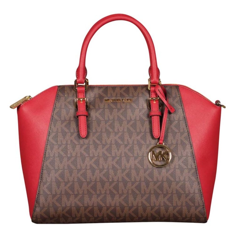 Michael Kors Large Ciara Top Zip Satchel in Flame